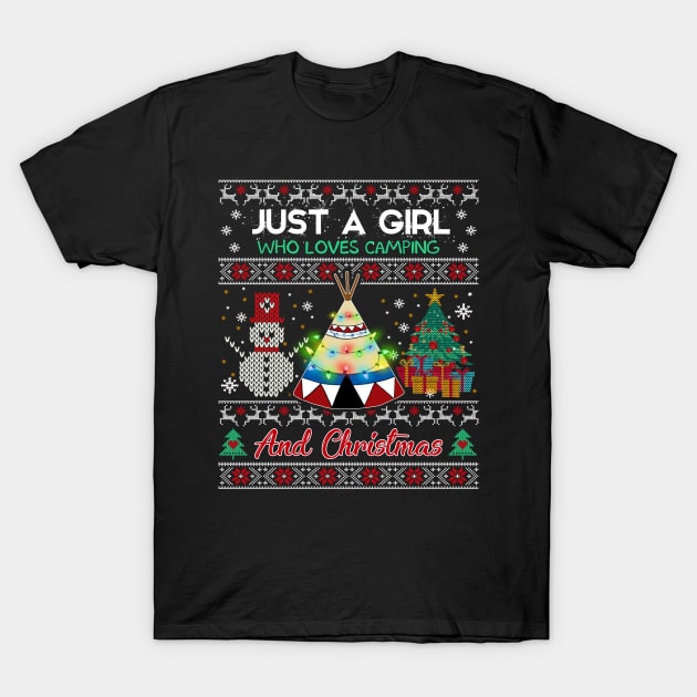 Just a girl who loves camping and christmas T-Shirt by TeeAaron